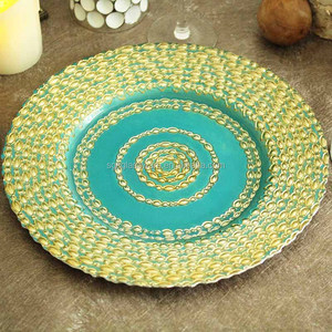 Nuovo Design all'Ingrosso: Piatto Segnaposto Rotondo in Vetro con <span class=keywords><strong>Bordo</strong></span> Dorato e Base Colorata - Product Image 5