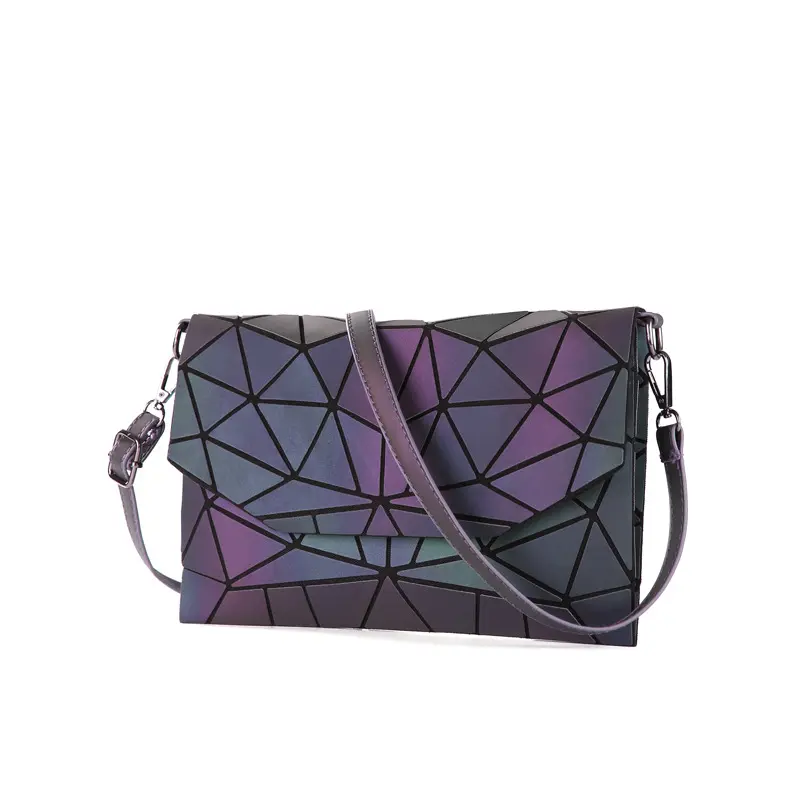 High quality light reflective clutch fashion holographic triangle clutch crossbody luminous messenger shoulder bags