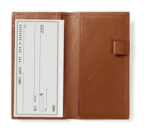 Slim Bifold Genuine Leather Cheque <strong>Book</strong> Holder <strong>Wallet</strong> - Product Image 5