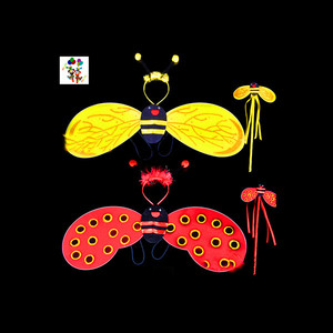 Juego de 3 uds. De mariquita, Bumble Bee, disfraz de disfraz, alas de hadas con purpurina, HPC-1759 - Product Image 1