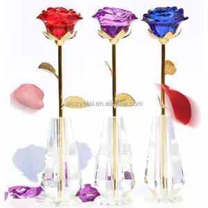 Hot sale Table Decoration Romantic Wedding Decor Valentine's Day Creative Gift crystal Rose with vase