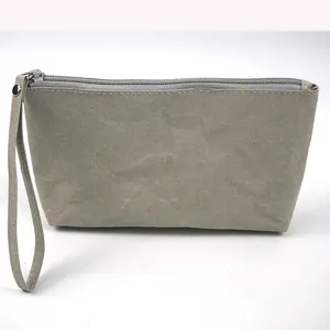 Chiterion Hot Sale Washable Kraft Paper Zipper Pouch Handbag Clutch Purse Makeup Organizer Toiletry Cosmetic Travel Bag
