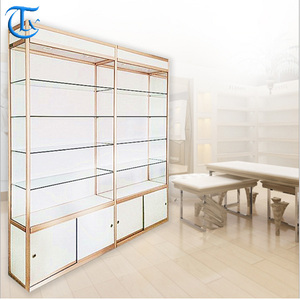 Vetrina da Parete <span class=keywords><strong>in</strong></span> Legno Personalizzata con <span class=keywords><strong>Ripiani</strong></span> <span class=keywords><strong>in</strong></span> <span class=keywords><strong>Vetro</strong></span> per Cosmetici e Esposizione Trucchi - Product Image 5