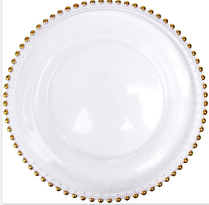 2022 Offre Spéciale usine bon marché 13 pouces or argent perlé <span class=keywords><strong>transparent</strong></span> chargeur plaque sous-plaques pour mariage - Product Image 4