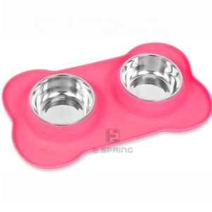 S ukuran mangkuk anjing baja tahan karat dengan alas silikon antiselip tugas berat antikunyah ramah lingkungan tempat makan air makanan hewan peliharaan - Product Image 3