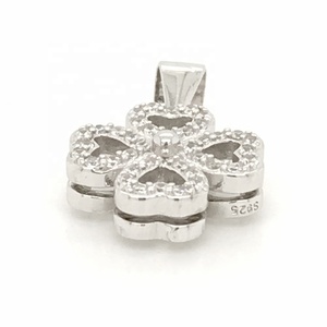 Simple señorita salvaje <span class=keywords><strong>trébol</strong></span> de la suerte colgante en plata de ley - Product Image 4
