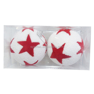 10cm White Snow Foam Christmas Ball decorazione natalizia per interni natale Metal SY Xmas serigrafia 1 colore - Product Image 4