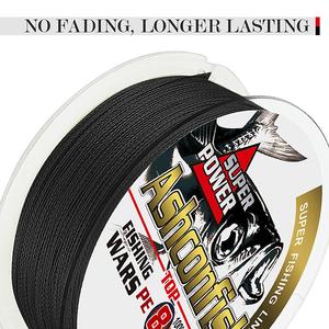 BLK <span class=keywords><strong>uhmwpe</strong></span> dệt 8 sợi 500m 300M PE bện dây câu không bao giờ phai màu cho dòng sông hồ dây bện 6-300lb - Product Image 2