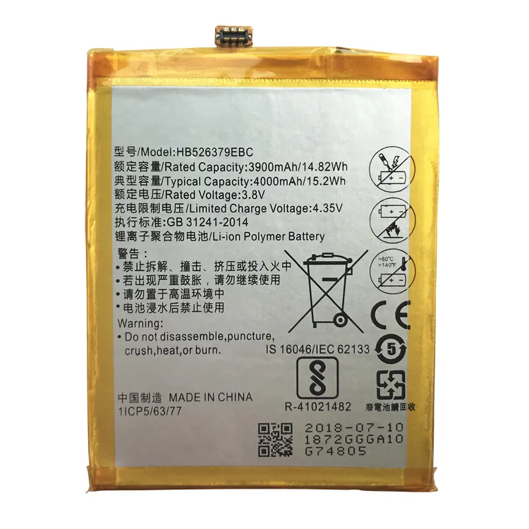 Battery HB526379EBC for HUAWEI Y6pro ENJOY5 cell phone battery Y6 PRO ENJOY 5mobile phone battery 3900MAH