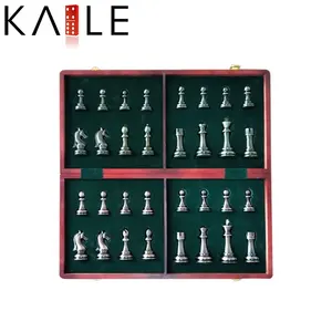 Easytoday — <span class=keywords><strong>jeu</strong></span> <span class=keywords><strong>d</strong></span>'échecs <span class=keywords><strong>en</strong></span> métal de luxe et de haute qualité, boite pliable <span class=keywords><strong>en</strong></span> bois, hauteur king de 11cm, pour jeux pour adultes et enfants - Product Image 4