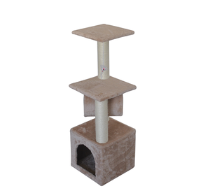 Torre del gatto chiaro ciotola albero grande con foglie di bisal 2 strati Arbre Chat Gant <span class=keywords><strong>casa</strong></span> Beige di lusso moderno legno naturale arancione - Product Image 6