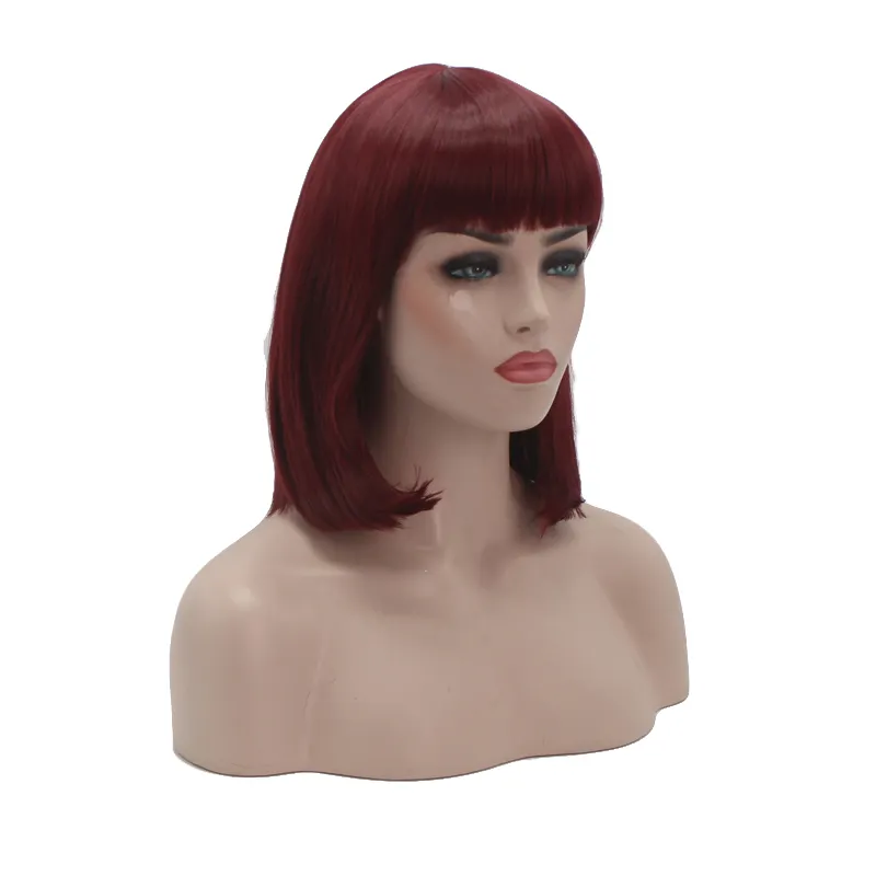 wigs synthetic hair lace front/ dark Wine red expression hair synthetic weaving hair for sales