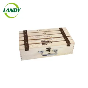 Al por mayor 4 botellas de vino de madera/caja de cajas con tapa, caja de madera de la Caja