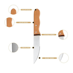 Piezas dentadas económicas profesionales para restaurante occidental, juego de tenedor de postre y carne con mango de madera - Product Image 4