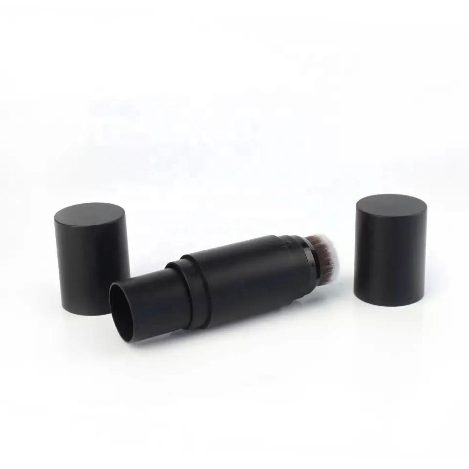 Matt black plastic cosmetic tube blusher stick tube with brush