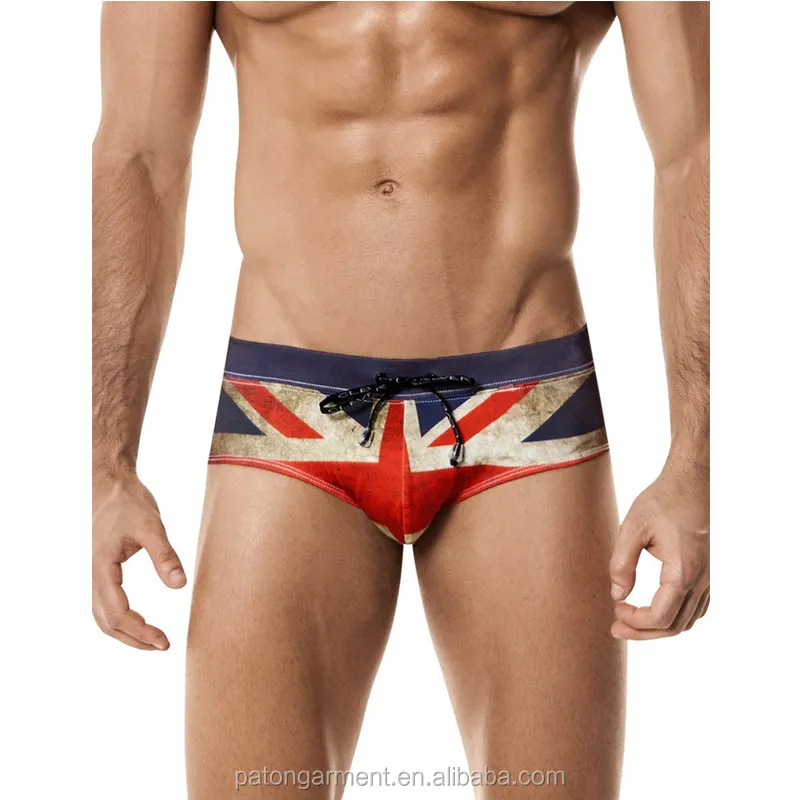 Custom laagbouw volledige achter dekking UK vlag Badpak slips swim Korte voor mannen