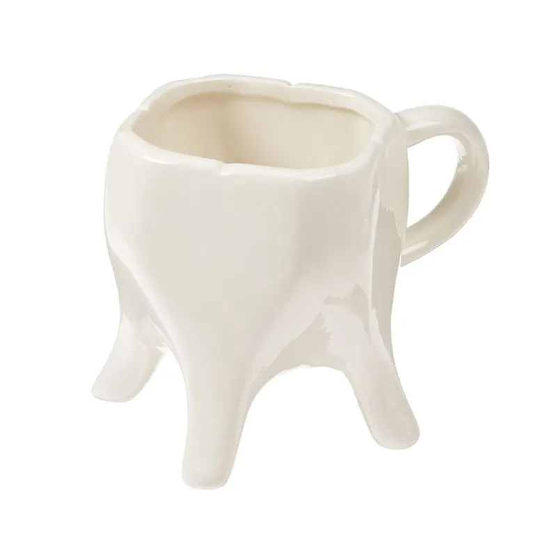 Caneca de café cerâmica criativa em formato de dente, caneca