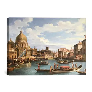 Quadro de veneza pintado à mão barcos pintura a óleo para parede arte decoração