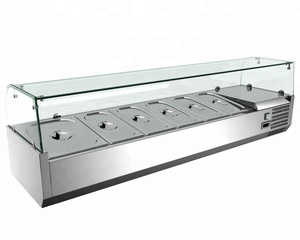 Hecho en china Buffet mesa de bar de ensaladas refrigerador de acero inoxidable Rectangular de vidrio pantalla refrigerador con CE - Product Image 4