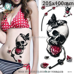 Tatuaggi temporanei per il corpo da donna QC611 - Tatuaggio 3D con rosa blu e rossa per ragazze - Product Image 6