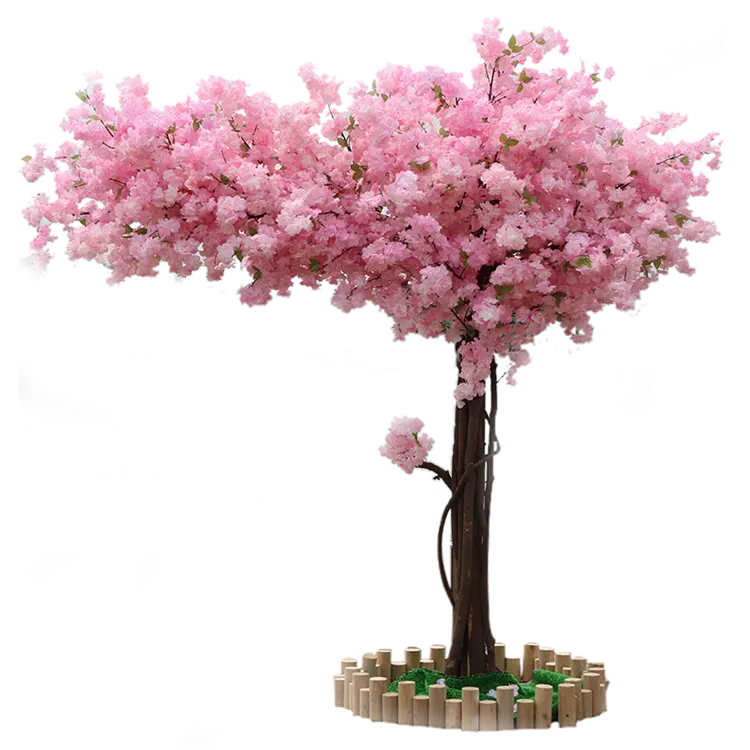 Holz Seide Material Outdoor Indoor Garten Dekorationen Blumen baum Künstlicher Kirschblüten baum