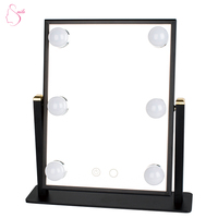 Miroir de maquillage de table de toilette de style cercle lumineux LED Rotation de 360 degrés