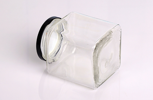Clear empty food storage glass jar polygon glass jar with screw lid square glass food jar
