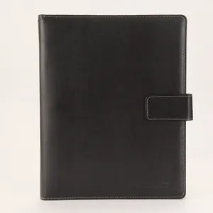 Benutzerdefinierte Klassischen Stil Schwarz A5 B5 PU Leder Abdeckung Ring Binder Persönliche Veranstalter Agenda Notebook Mit Verschluss