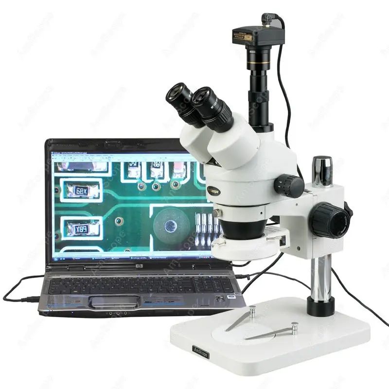 Amscope Levert 7X-45X Ontleden Circuit 144-Led Zoom Stereo Microscoop Met 5MP Digitale Camera