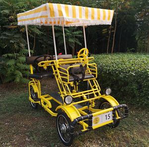 Fabrieksuitverkoop Sightseeing Vierwieler Kap-tandem Quadricycle Surreyfiets Fietsen met kinderzitje - Product Image 1