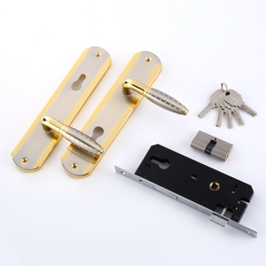 ETALIA品牌门锁铝柄铁板门锁金色大码门把手锁定设置 - Product Image 2