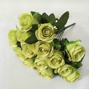 IFG artificiali 18 teste <span class=keywords><strong>rose</strong></span> di seta rossa per matrimonio Bouquet da sposa - Product Image 6