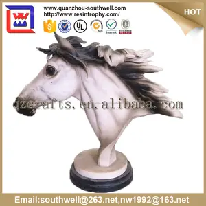 Antique polyrésine résine tête de cheval Statue vie taille et résine Antique blanc animaux statues de chevaux à vendre
