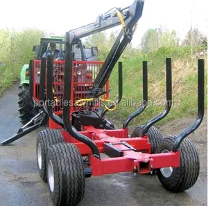 Double remorque de bûches de ferme, remorque de forêt et de grue de ferme