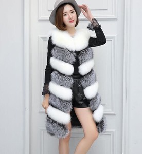 Großhändler Fox Fur Long Vest Weste & Weste Schwarz Rot Grau Weiß Für Damen