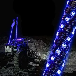 Amazing rgb torção tipo led atv bandeira pólo, com freio vermelho âmbar seta luz chicote para caminhão utv barco led antena de chicote