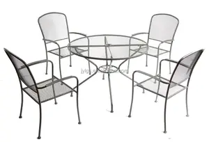 Cheap Metal Mesh Outdoor Dining Round Table And Chairs Set