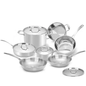 QANA Factory Wholesale OEM swiss royalty line 12pcs induction cookware sets stainless steel cooking pots set Utensilss