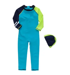女婴男孩潜水衣连体泳装长袖泳装 50 + 紫外线防晒游泳服装