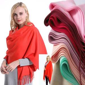 パシュミナラグスカーフクリンクルシェマグプレーンインドカシミヤパスマナショールスカーフ - Product Image 2