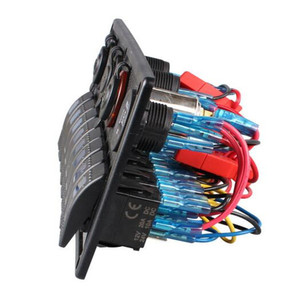 Panel de Control con Interruptor Basculante <span class=keywords><strong>LED</strong></span>, Disyuntor de 8 Canales, Azul, Encendido-Apagado (encendido)-apagado-(encendido), con Bloqueo, Panel de ABS + Goma + Metal, YJ-SP-009 - Product Image 5