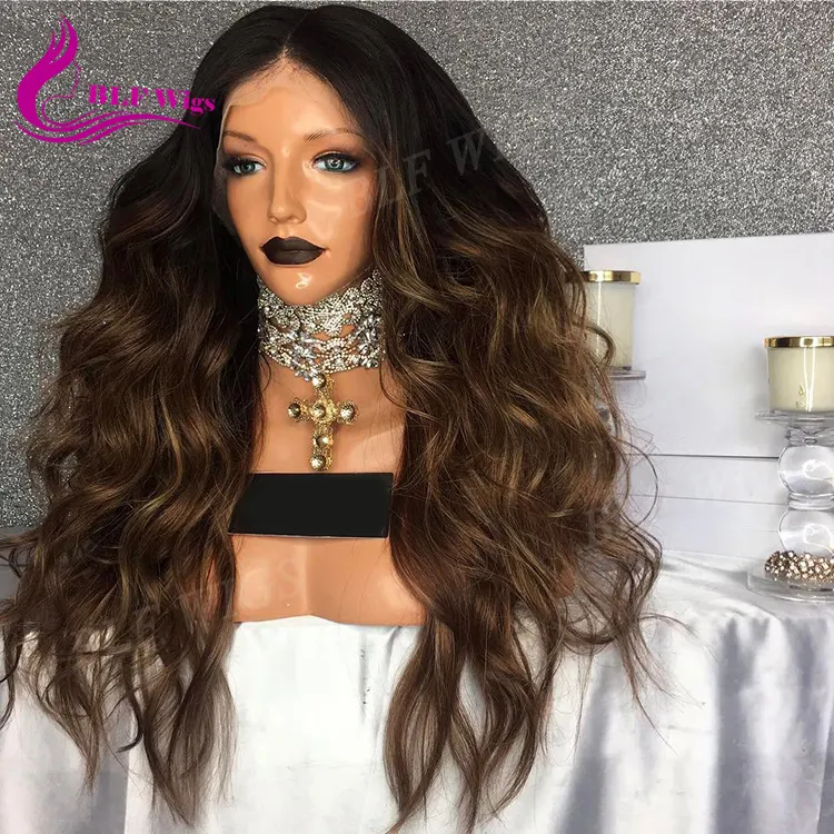 Free Lace Wig Samples, Transparent Lace Front Raw Virgin Human Hair Wigs, Black Root Ombre Brown Full Lace Human Hair Wigs