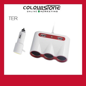<span class=keywords><strong>3</strong></span> adaptador de enchufe con doble interfaz usb <span class=keywords><strong>2</strong></span> puerto usb cargador de coche encendedor de cigarrillos divisor del adaptador - Product Image 1
