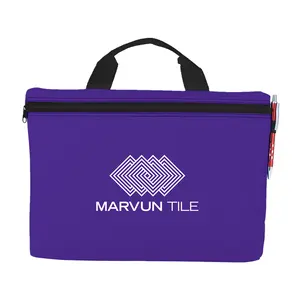 Custom Classic Waterproof Pen Loops Zipper Close 600D Polyester Document Bag With Reinforced Handles