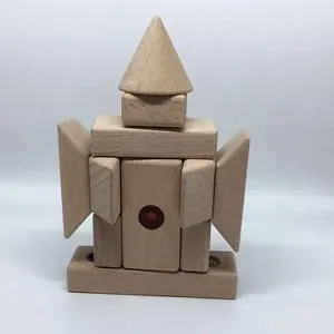 Educativi 3D Magnetico di Legno di Forma Blocchi di Blocchi di Costruzione di Costruzione Giocattoli per I Bambini