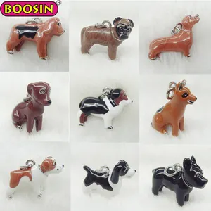 Custom Made 3D Enamel Collie Dog Pendant Charm、Silver Dog Pendant