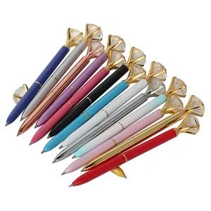 14 Colors Big Diamond Metal Pen Kawaii Big Gem Pen Blue And Black Magical Pen Fashion School Office Supplies