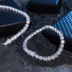 Bracciale Tennis con Zirconi Ghiacciati, Gioielli Hip Hop <span class=keywords><strong>da</strong></span> <span class=keywords><strong>Uomo</strong></span>, Argento Sterling 925, Chiusura a Moschettone, Bracciale CZ 7-8 Pollici - Product Image 1