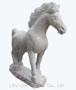 Statue d'extérieur en pierre de cheval en granit rose, grande taille, décoration de jardin