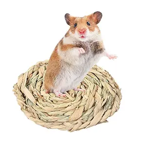 Handgemachtes gewebtes Gras rundes Matten bett für kleine Haustiere Natürliches Kau spielzeug für Chinchilla Ferret Hamster